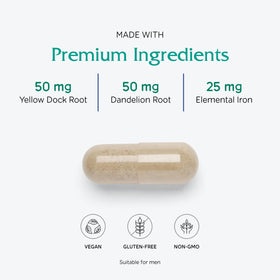 Vitanica Fer Extra 25 mg 60 capsules avec étiquette