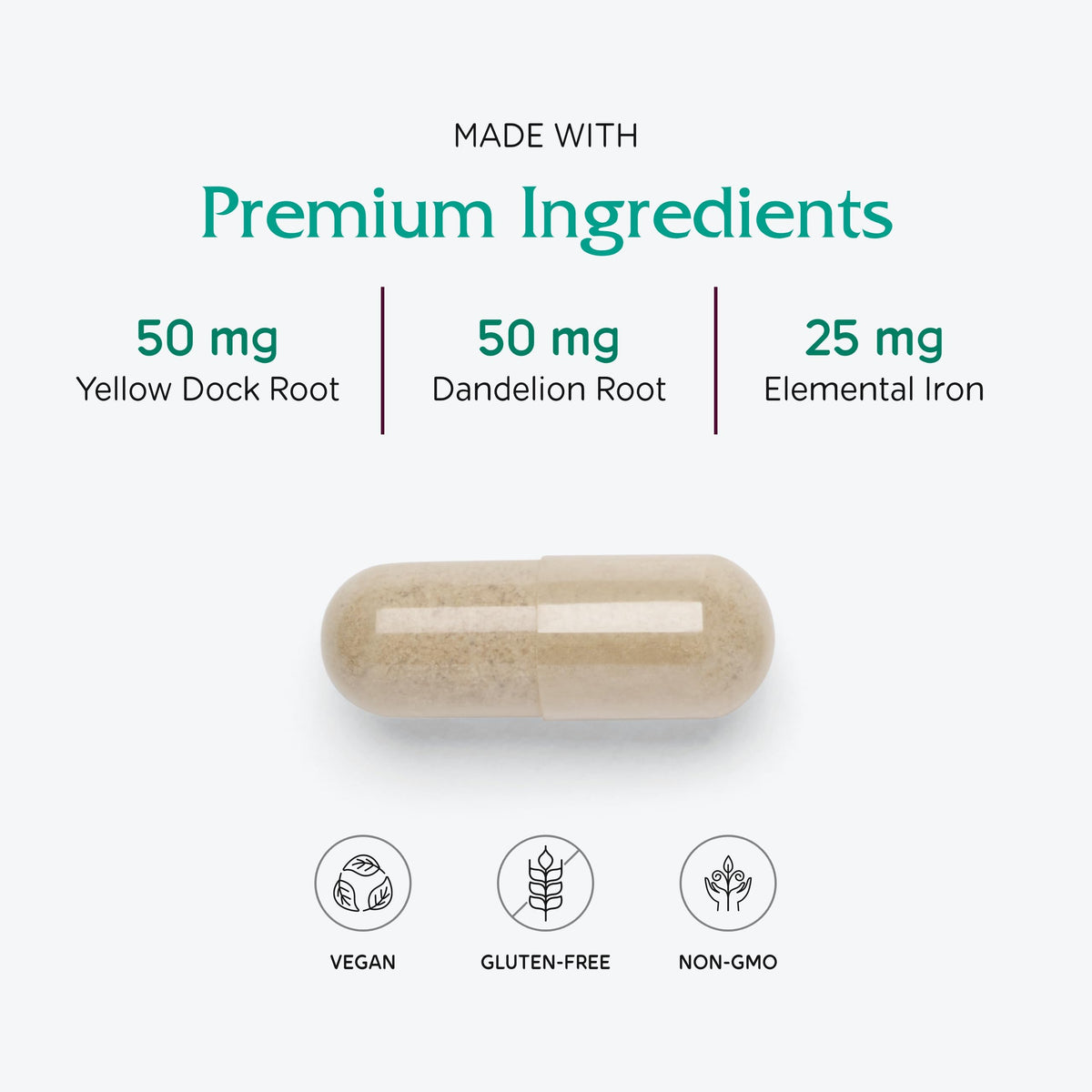 Vitanica Fer Extra 25 mg Bisglycinate 60 Capsules ouverte avec capsules