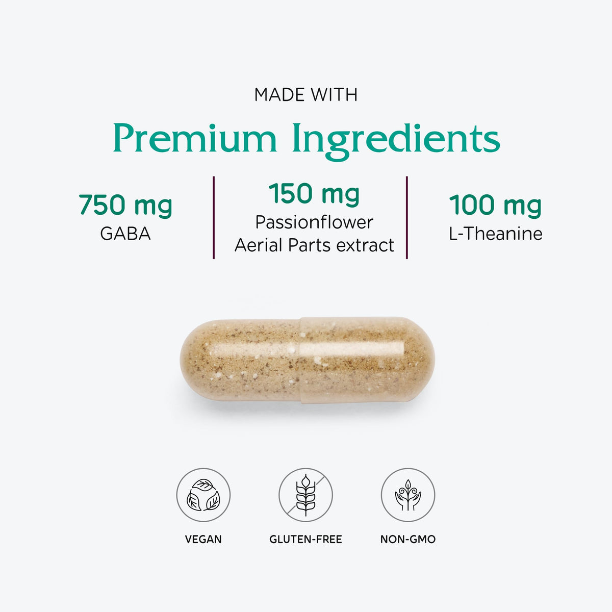 Vitanica GABA Ease flacon ouvert avec capsules visibles