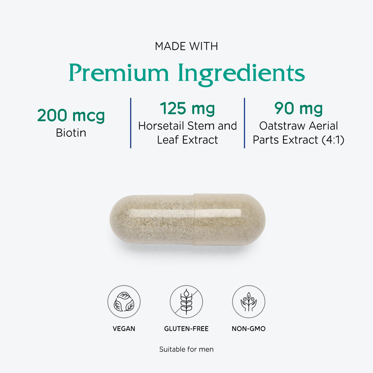 Vitanica Luminous 60 capsules côté avec informations nutritionnelles