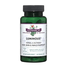 Vitanica Luminous 60 capsules vegan pour cheveux et peau, vue avant