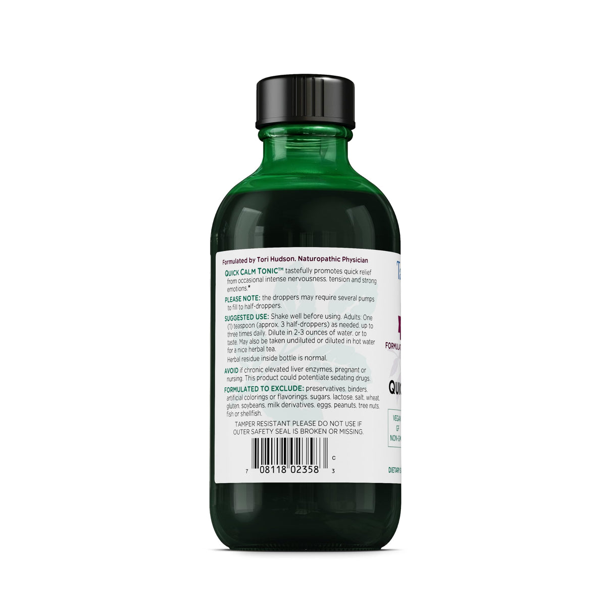 Vitanica Quick Calm Tonic 4 fl oz bouteille sur fond blanc
