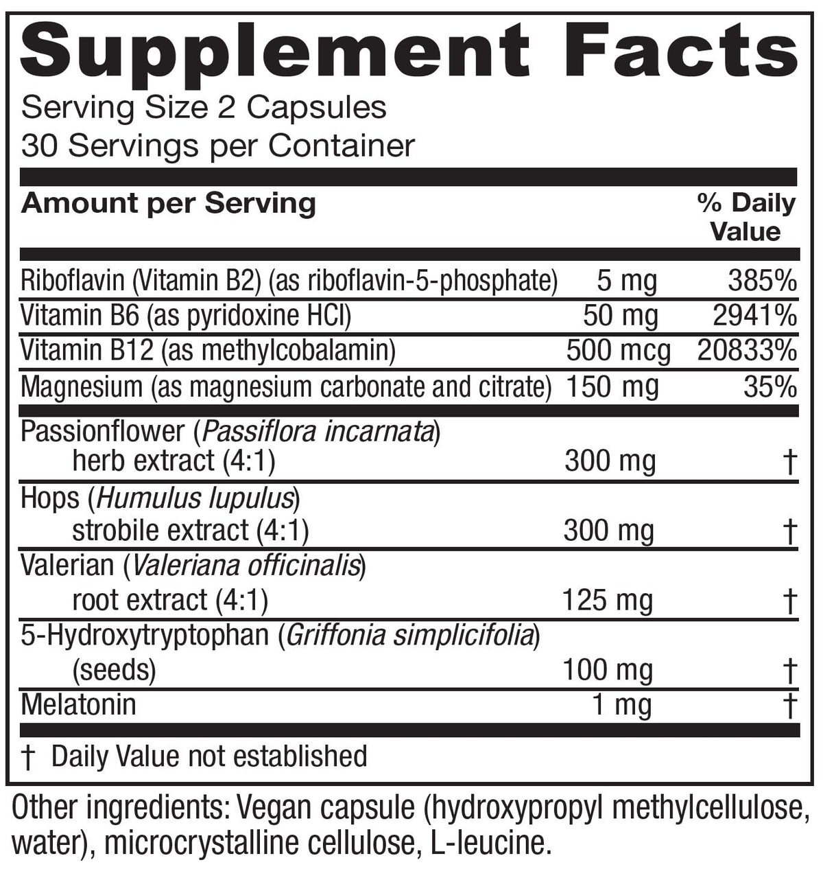 Vitanica SleepBlend capsules avec étiquette