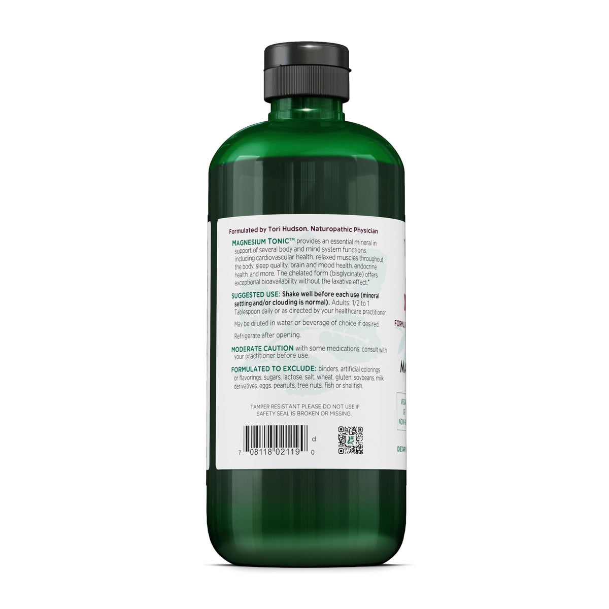 Vitanica Tonic Magnésium Bisglycinate 473 ml côté avec bouchon