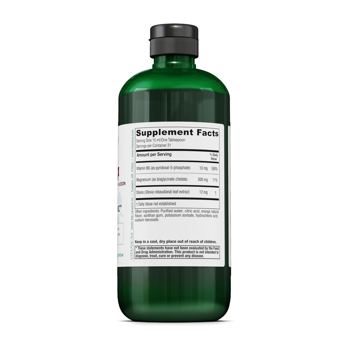 Vitanica Tonic Magnésium Bisglycinate 473 ml étiquette et dosage