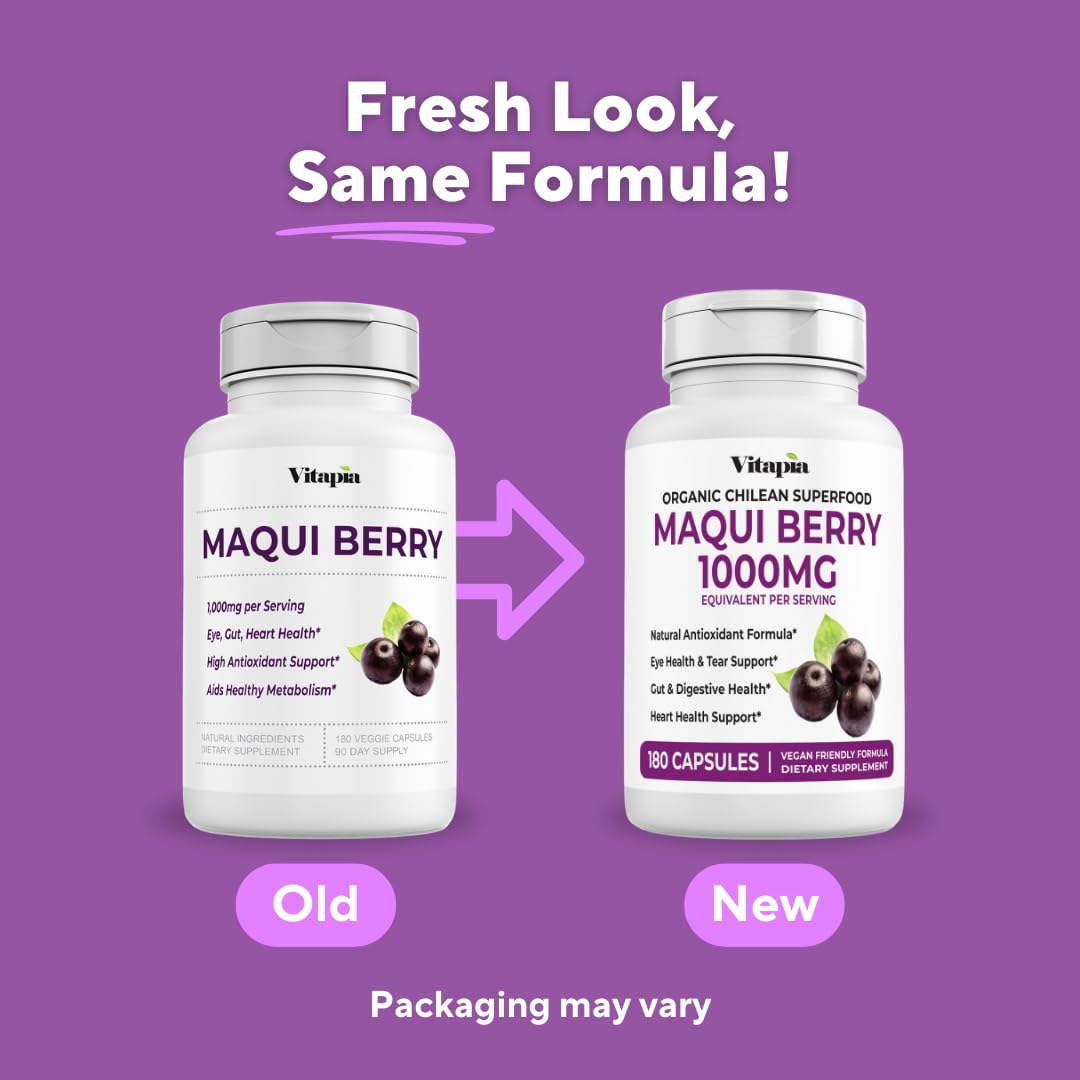 Vitapia Maqui Berry 1000mg capsules ouvertes montrant la poudre
