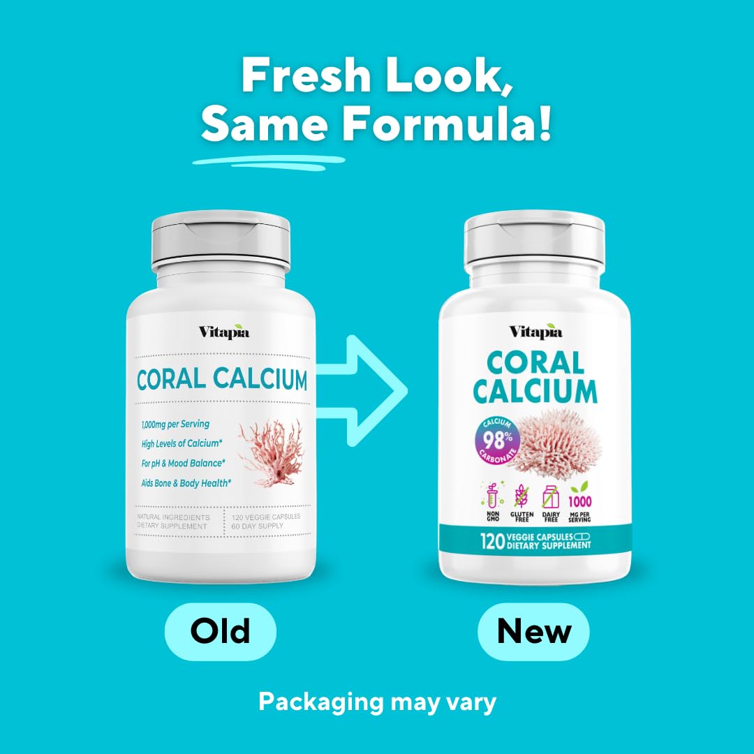 Vitapia Poudre de Calcium Corallien 1000mg capsules végétales avec étiquette