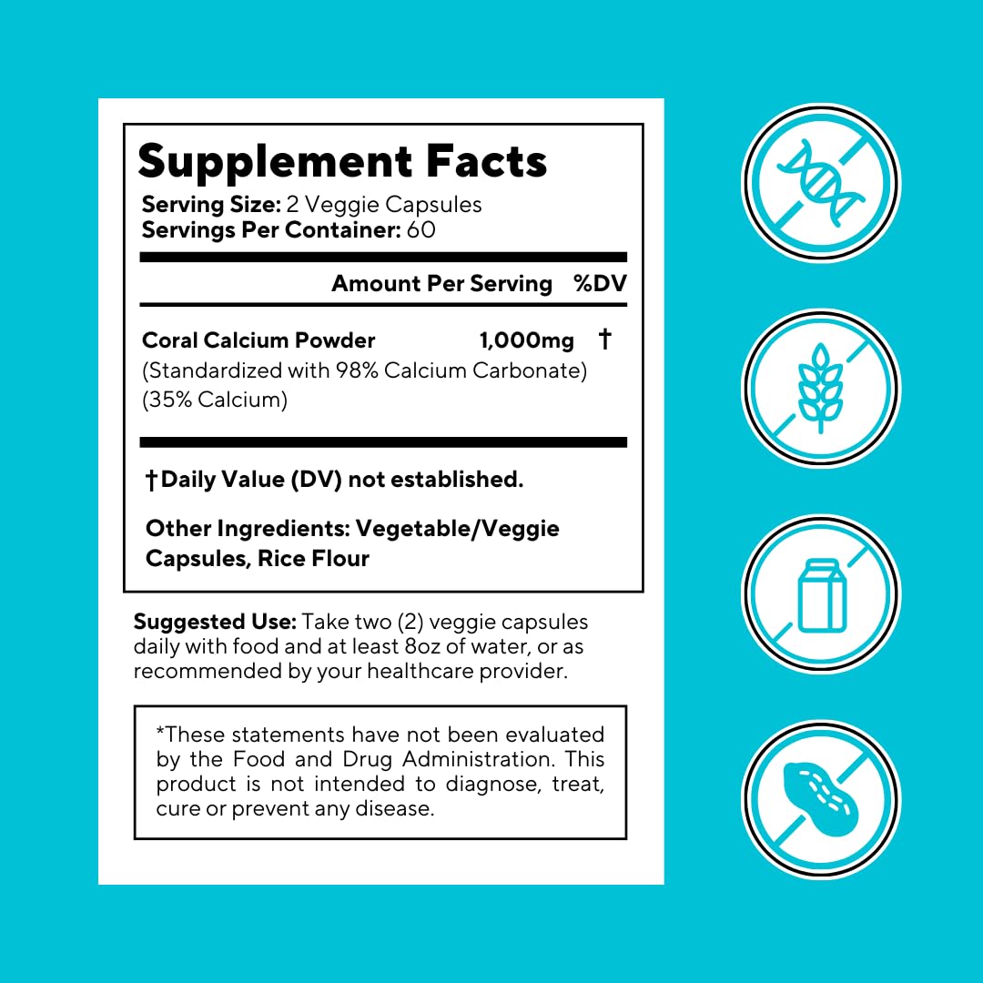 Vitapia Poudre de Calcium Corallien 1000mg capsules végétales sur une table