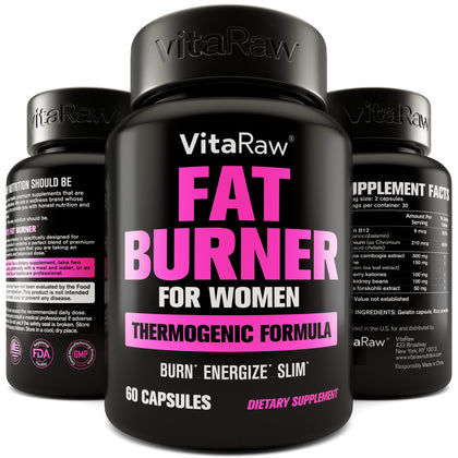 VitaRaw Brûleurs de Graisse pour Femmes 60 Capsules flacon avant