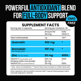VitaRaw Quercétine 500mg capsules side view
