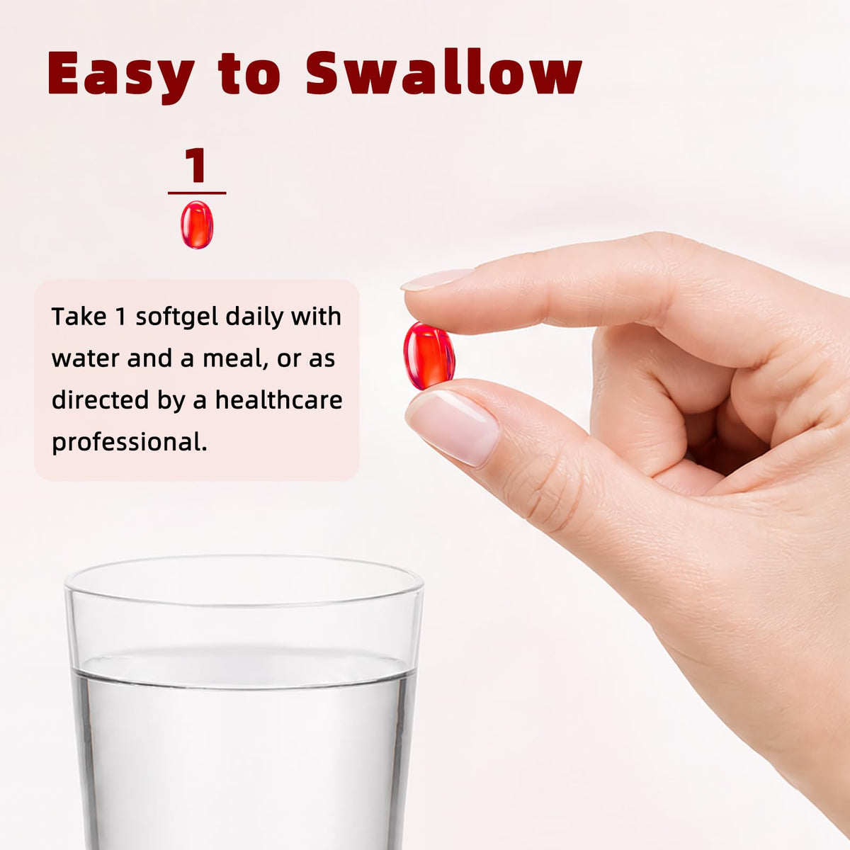 VITARENEW Astaxanthin 24mg Complex gélules avec un verre d'eau