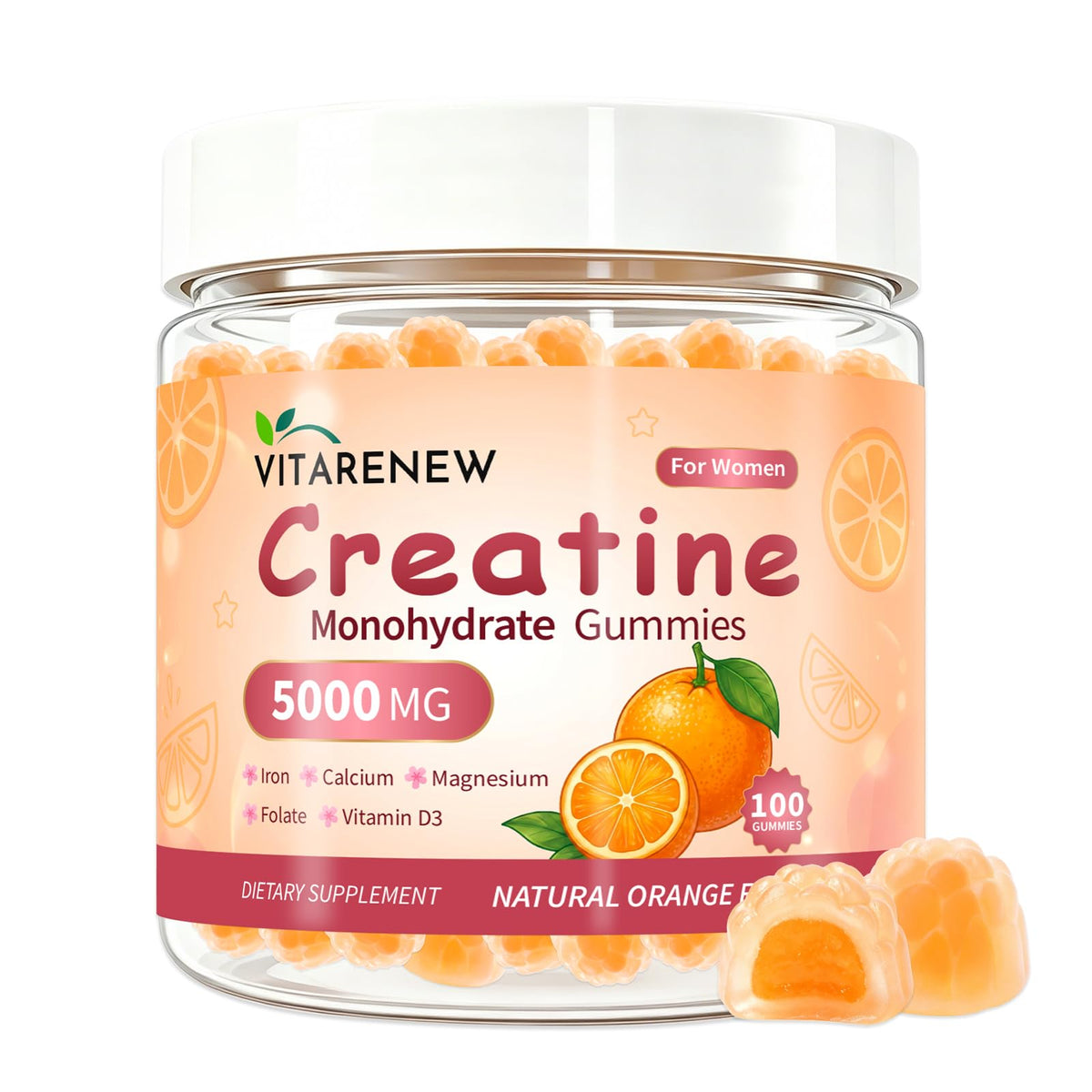 VITARENEW Gummies de Créatine pour Femmes - pot de 100 gummies