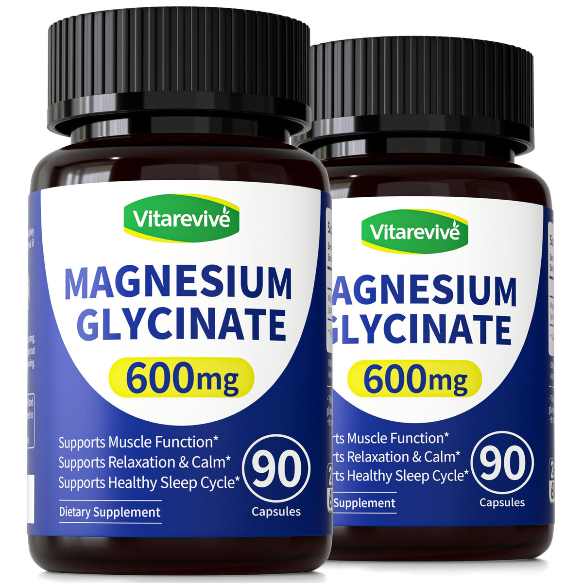 Vitarevive Magnésium Glycinate 600 mg 180 capsules vue de face