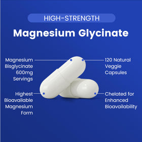 Vitarevive Magnésium Glycinate 600 mg gélules à côté d'un verre d'eau