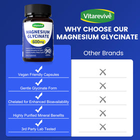 Vitarevive Magnésium Glycinate 600 mg, vue en plongée des capsules