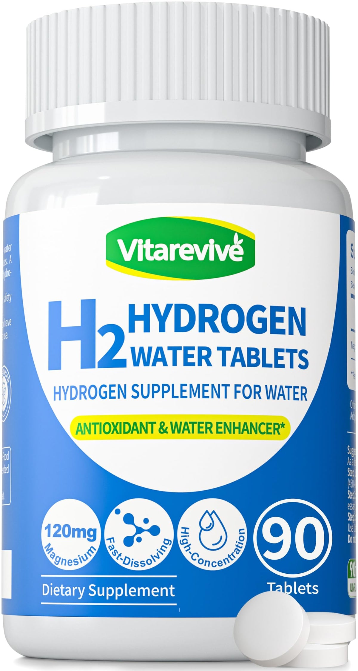 Vitarevive Tablettes d'Eau Hydrogène 90 Comprimés vue avant