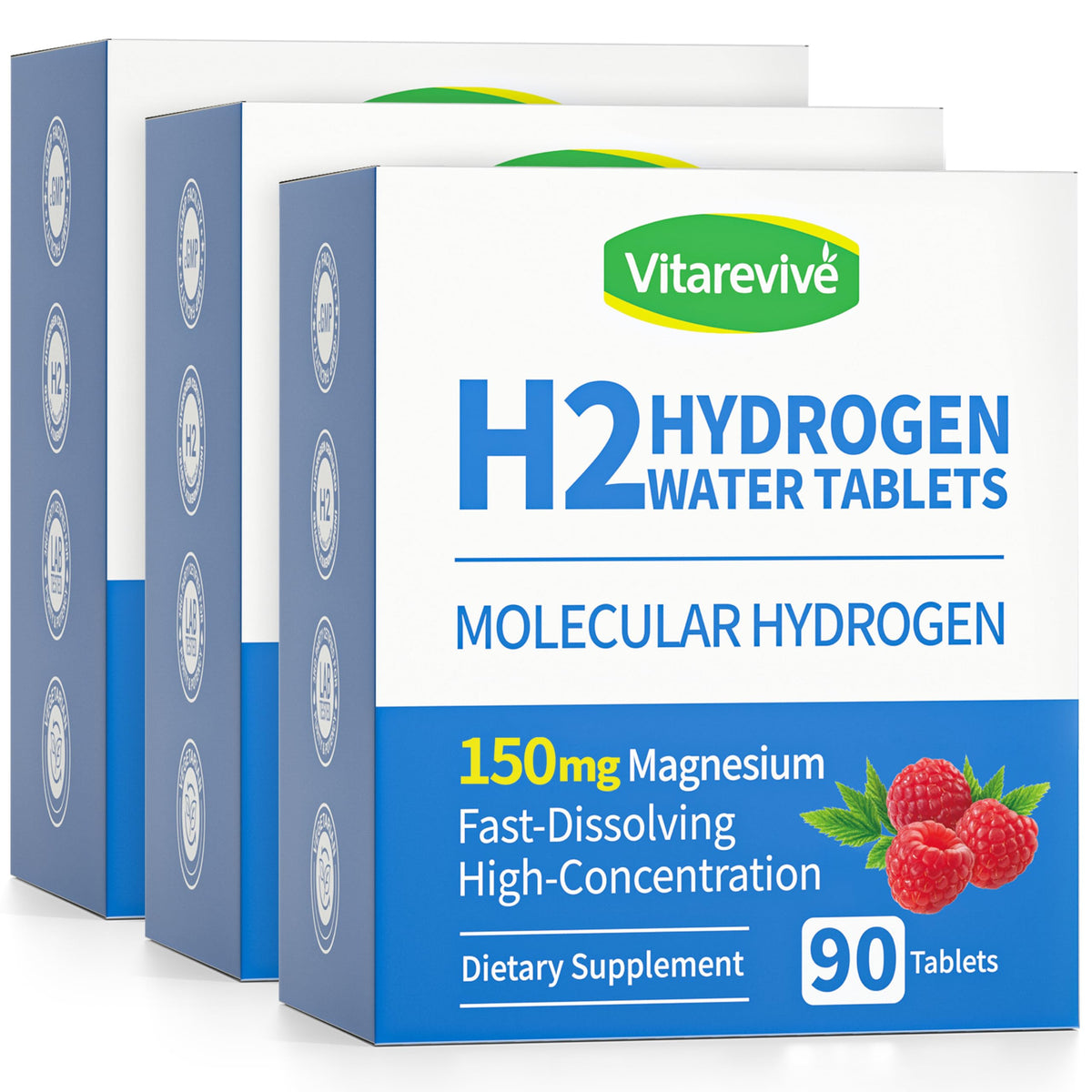 Vitarevive tablettes d'hydrogène moléculaire H2, emballage avant