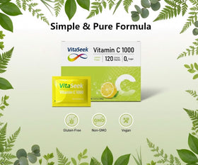 VitaSeek Poudre de Vitamine C 1000mg sachets individuels dans un sac de sport