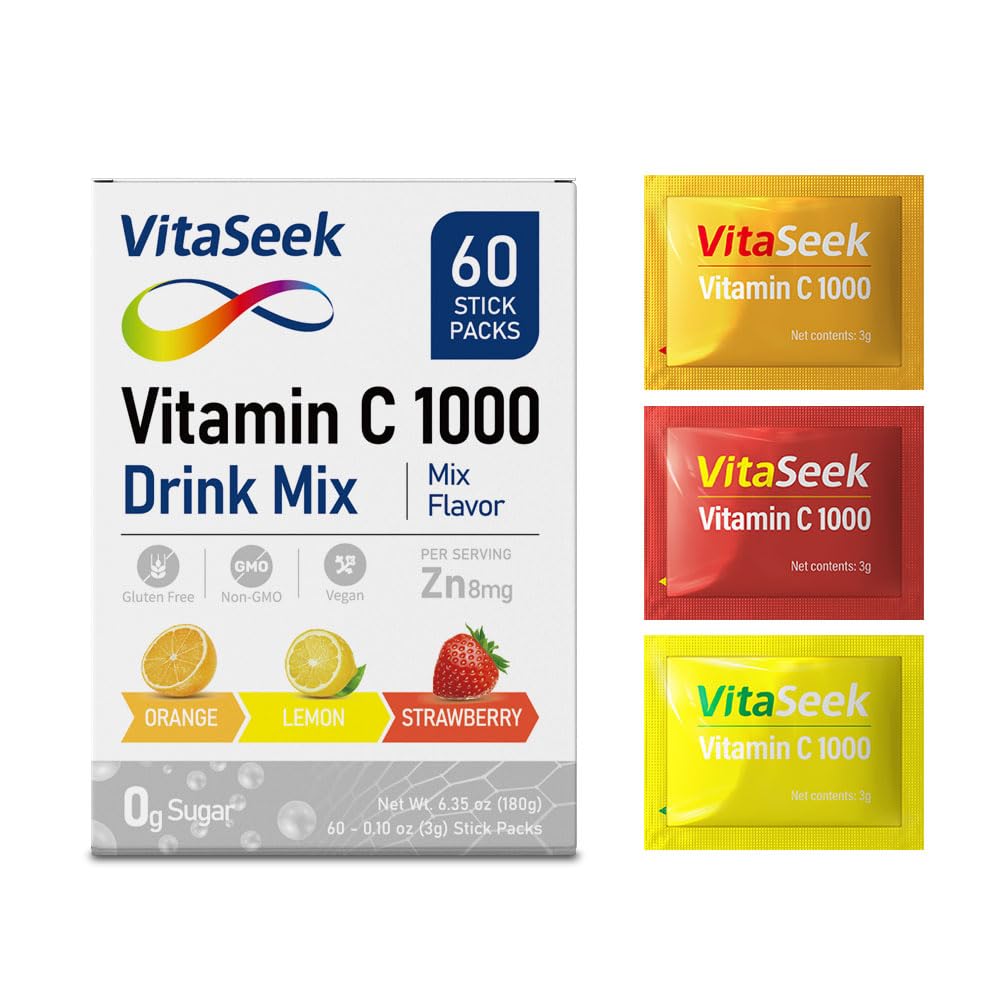 VitaSeek Poudre de Vitamine C 1000mg sachets individuels en boîte