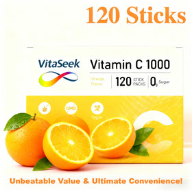VitaSeek Poudre de Vitamine C 1000mg sachets individuels ouverts