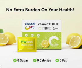 VitaSeek Poudre de Vitamine C 1000mg sachets individuels ouverts avec eau