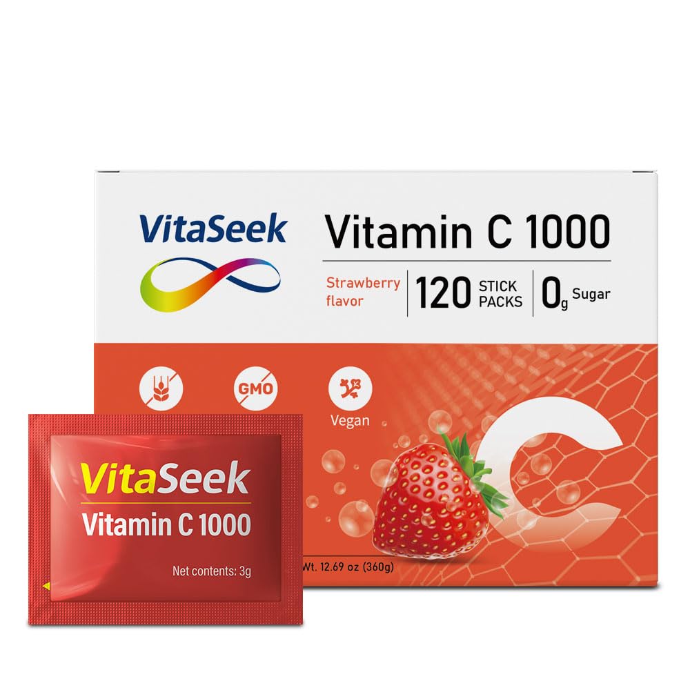 VitaSeek Poudre de Vitamine C 1000mg sachets individuels vue de face