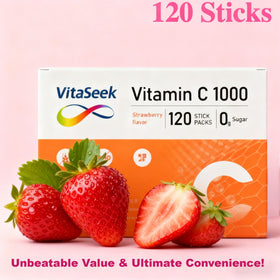 VitaSeek Poudre de Vitamine C sachets individuels en gros plan