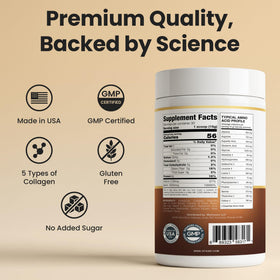 VITASEI Poudre de Collagène Hydrolysé au Chocolat sur une table avec des ingrédients