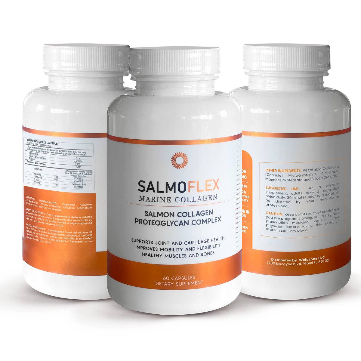 VITASEI Salmoflex Collagène Marin 60 Capsules - arrière de l'emballage