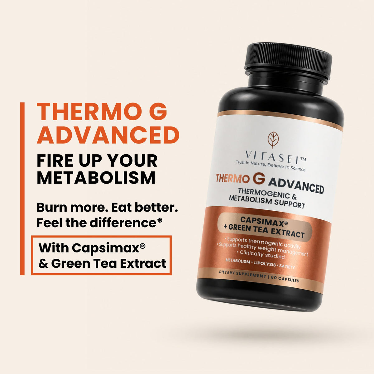 VITASEI Thermo G Complex capsules sur une surface en bois