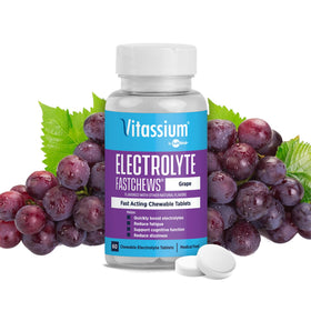 Vitassium FastChews tablettes électrolytiques goût raisin, vue de face