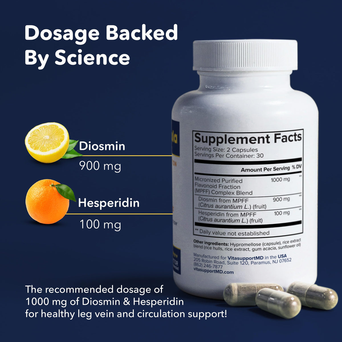 VITASUPPORTMD Vein Formula 1000mg capsules ouvertes