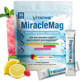 VITATIME MiracleMag Poudre de Magnésium 10-en-1 Saveur Framboise Citron sachet
