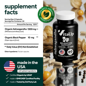 VitaUp Ashwagandha Capsules - vue de face des capsules