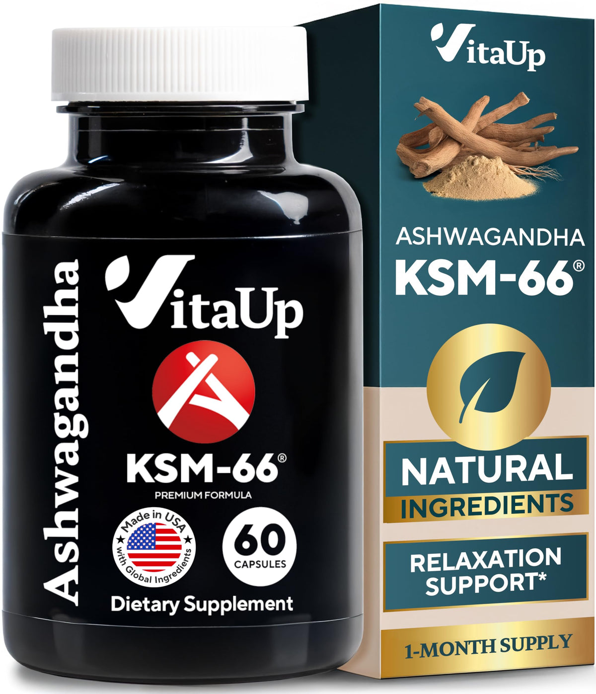 VitaUp Ashwagandha KSM 66 60 capsules paquet avant