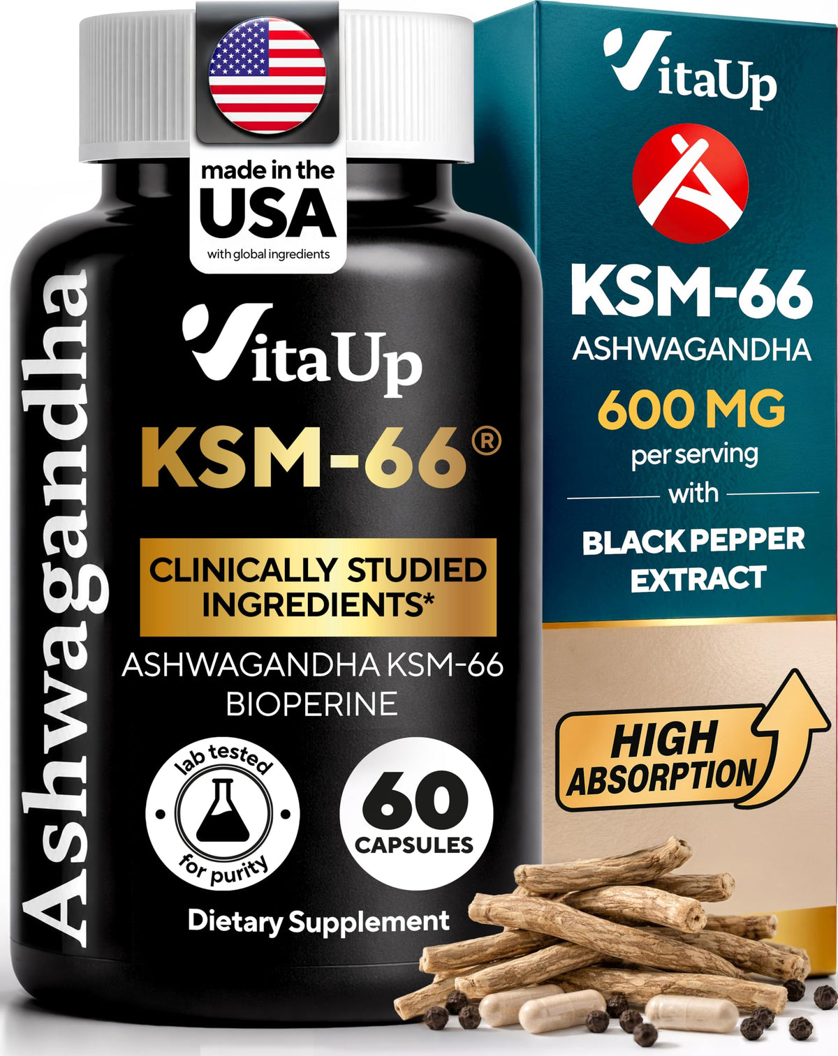 VitaUp Ashwagandha KSM-66 60 capsules vue avant
