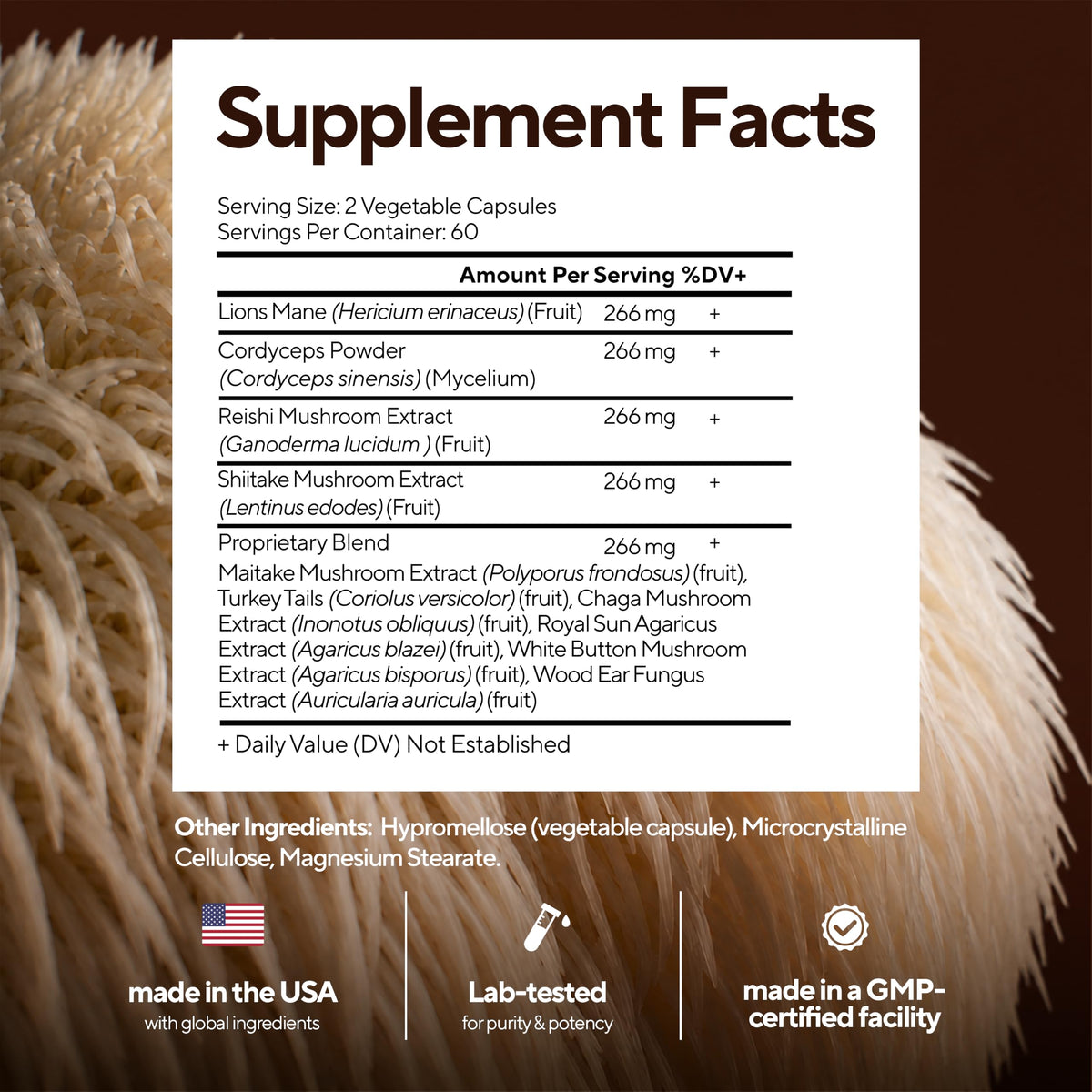 VitaUp Complément Alimentaire Champignons - Capsules sur une surface blanche