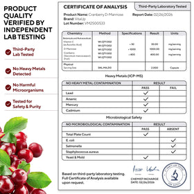 VitaUp D Mannose avec Cranberry capsules sur une table