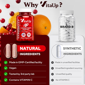 VitaUp D-Mannose flacon ouvert montrant les capsules