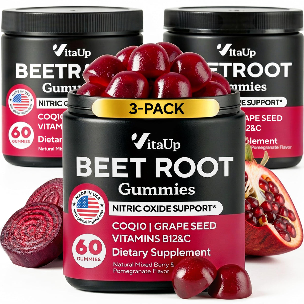 VitaUp Gummies de Betterave 180 gummies en vue de face