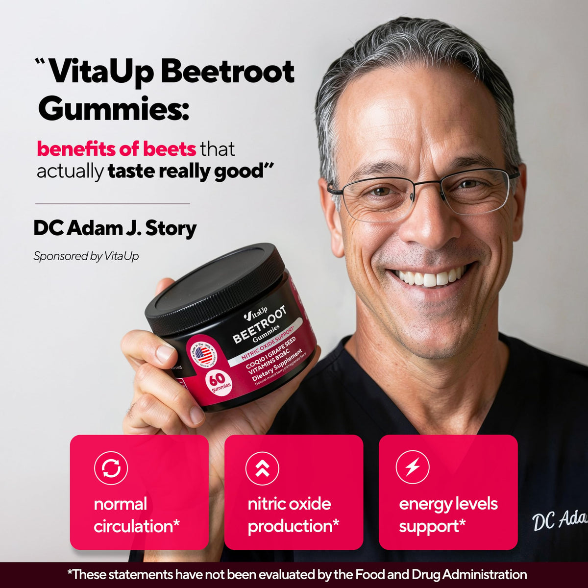VitaUp Gummies de Betterave bouteille avec étiquette visible