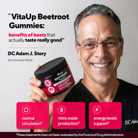VitaUp Gummies de Betterave bouteille avec étiquette visible