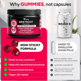VitaUp Gummies de Betterave gummies sur un fond naturel