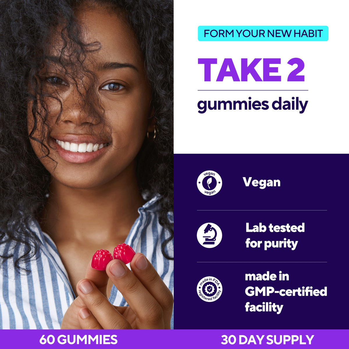 VitaUp Gummies de Magnésium Citrate 200 mg avec une main tenant une gummy