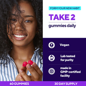 VitaUp Gummies de Magnésium Citrate 200 mg avec une main tenant une gummy