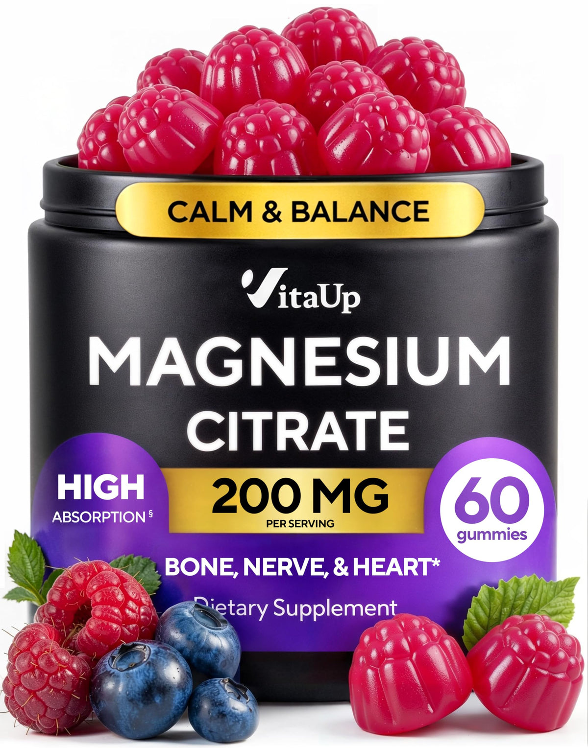 VitaUp Gummies de Magnésium Citrate 200 mg vue de face avec emballage
