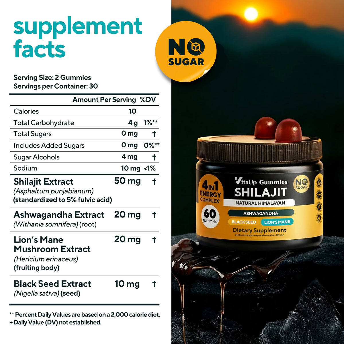 VitaUp Gummies Shilajit 60 unités en gros plan