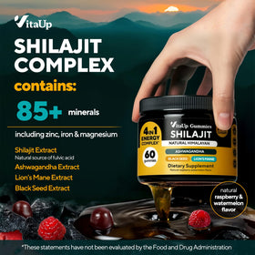 VitaUp Gummies Shilajit 60 unités ingrédients sur l'étiquette