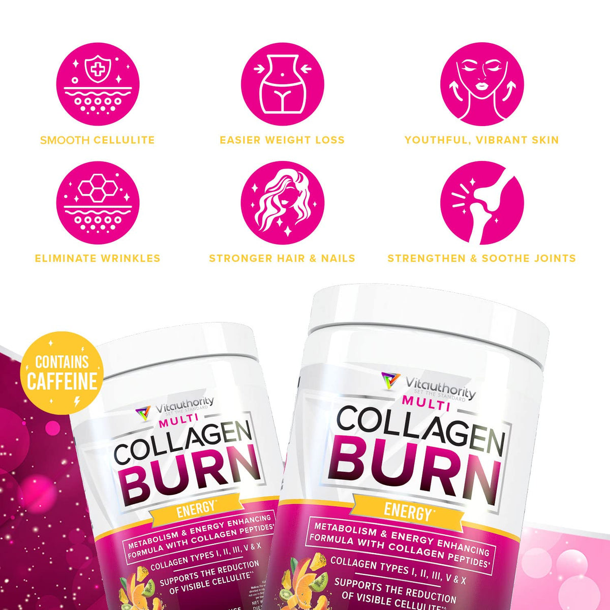 Vitauthority Multi Collagen Burn 408g poudre dans un verre