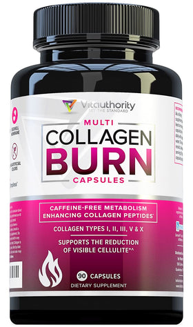 Vitauthority Multi Collagen Burn capsules avec étiquette visible
